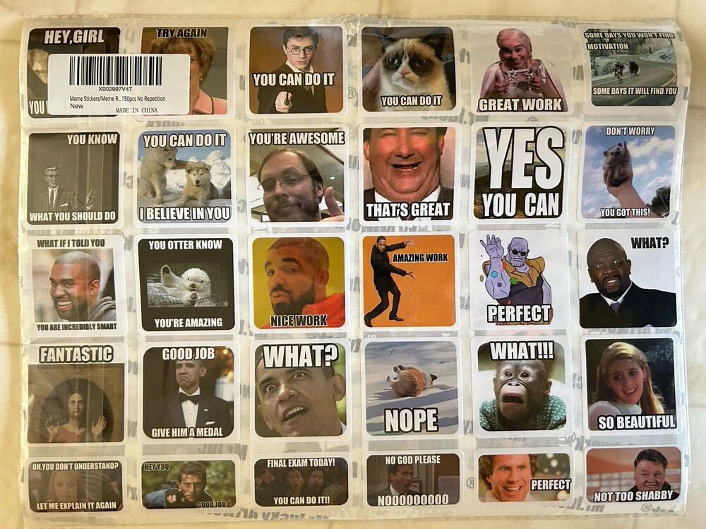 150 meme stickers decals - no repeats humor new